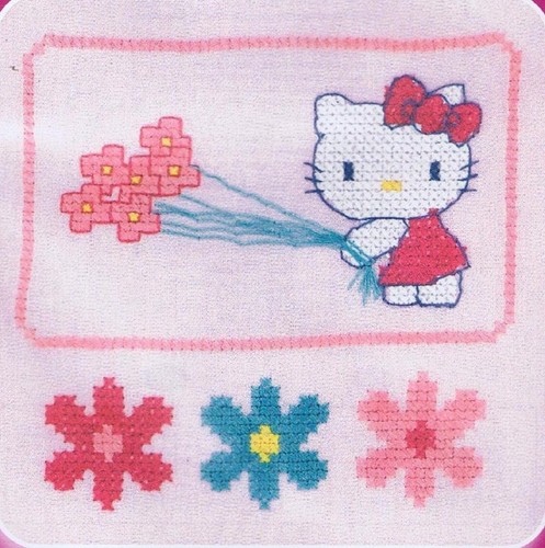 Kitty with flowers hello - kitty,