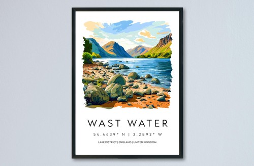 Wast water watercolor poster - wast,