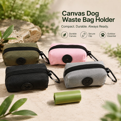 Canvas dog waste bag holder - waste,