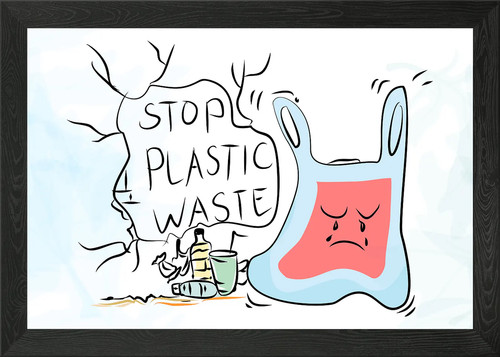 Stop plastic waste cartoon - stop,